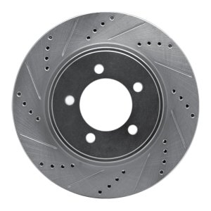 Ford Explorer Sport Trac Brake Rotor (1) - Front Left - R1 Concepts - Drilled & Slotted - Silver - `06-`10